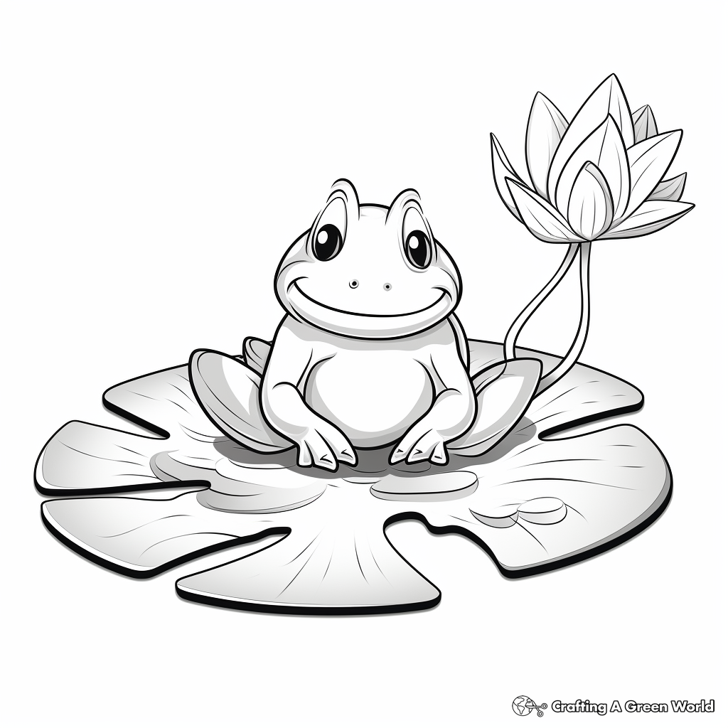 Bullfrog and Lily Pad Coloring Pages 1