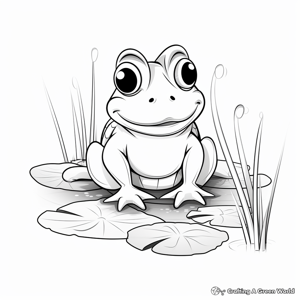 Bullfrog and Lily Pad Coloring Pages 2