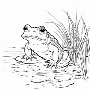 Bullfrog in a Swamp Coloring Pages 2