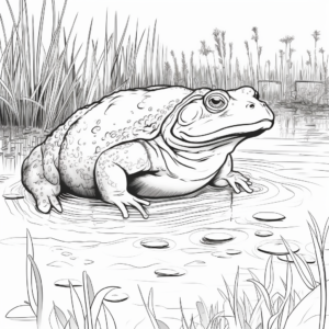 Bullfrog in a Swamp Coloring Pages 3