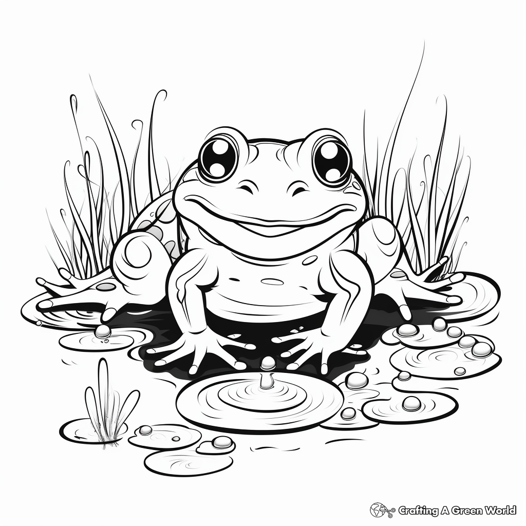 Bullfrog in a Swamp Coloring Pages 4