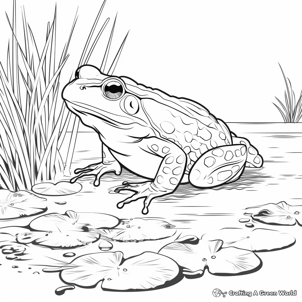 Bullfrog in its Habitat Coloring Pages 3