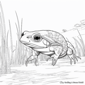 Bullfrog in its Habitat Coloring Pages 4