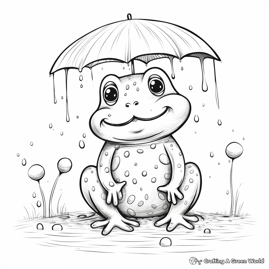 Bullfrog on a Rainy Day Coloring Pages 4