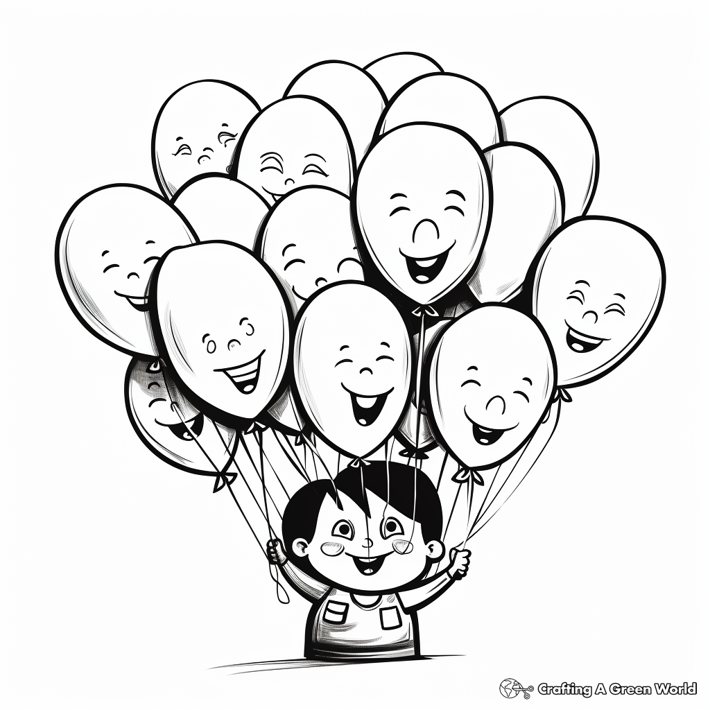 Bunch of Balloons Coloring Pages 2