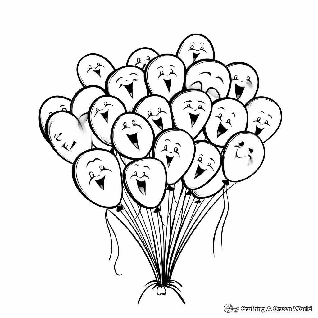 Bunch of Balloons Coloring Pages 3