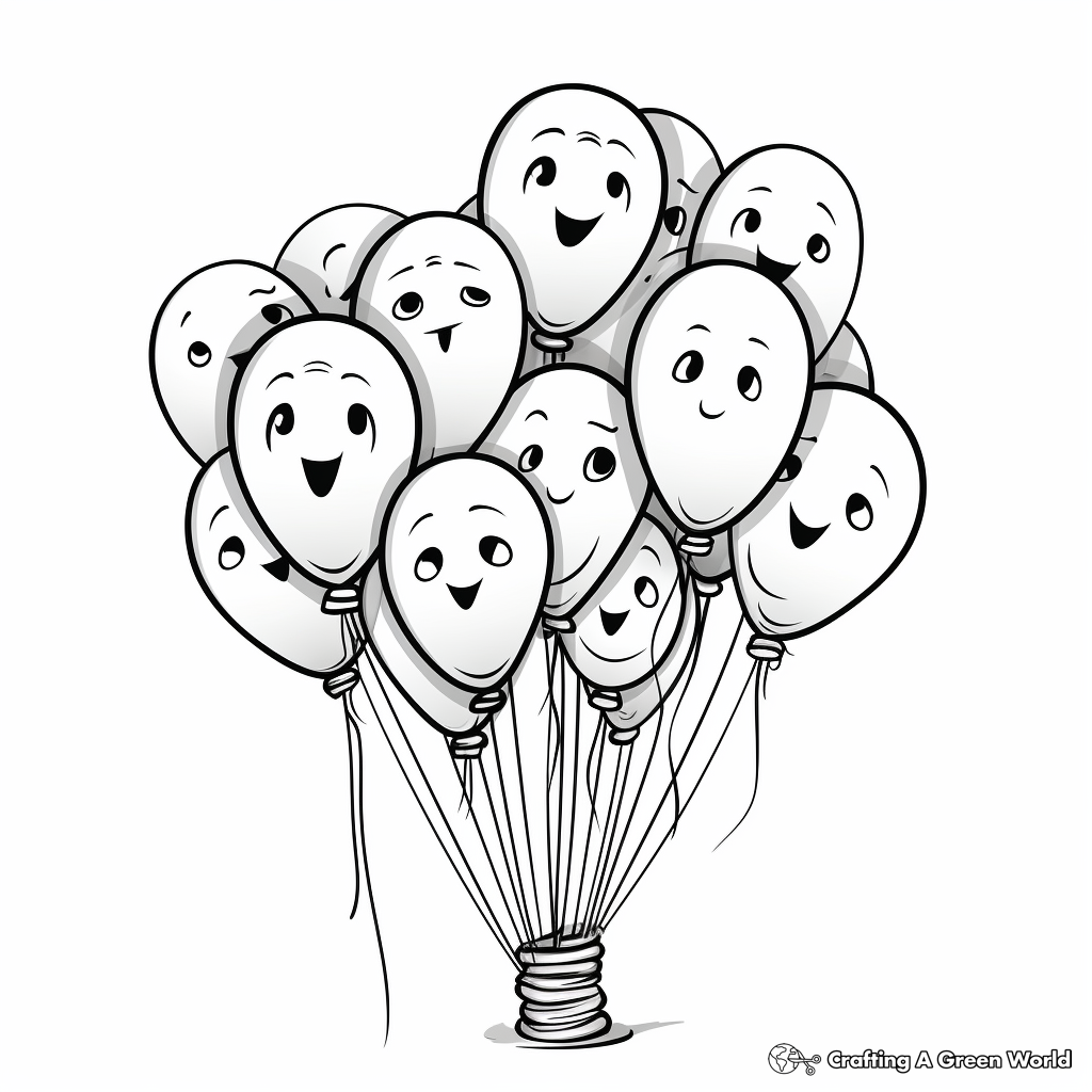 Bunch of Balloons Coloring Pages 4
