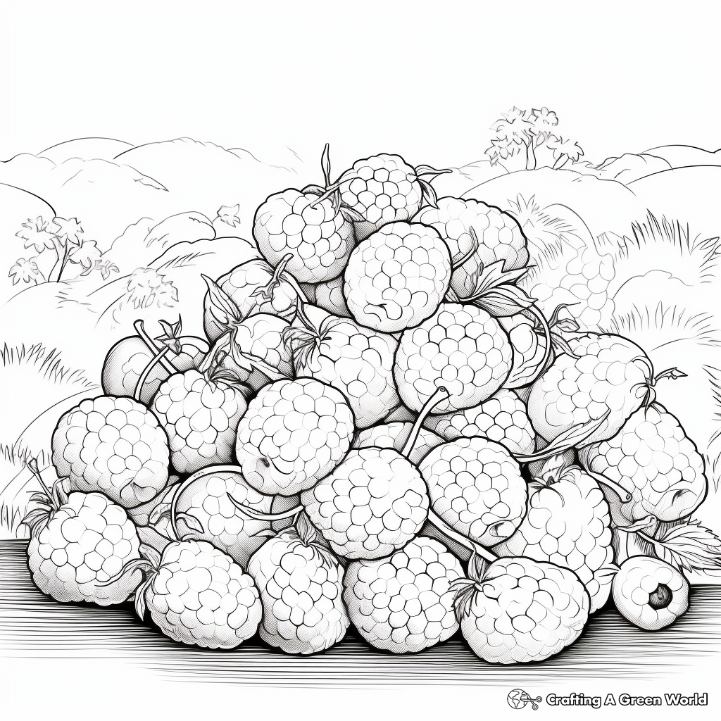 Bunch of Fresh Raspberries Coloring Pages 2