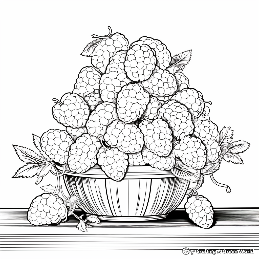Bunch of Fresh Raspberries Coloring Pages 3