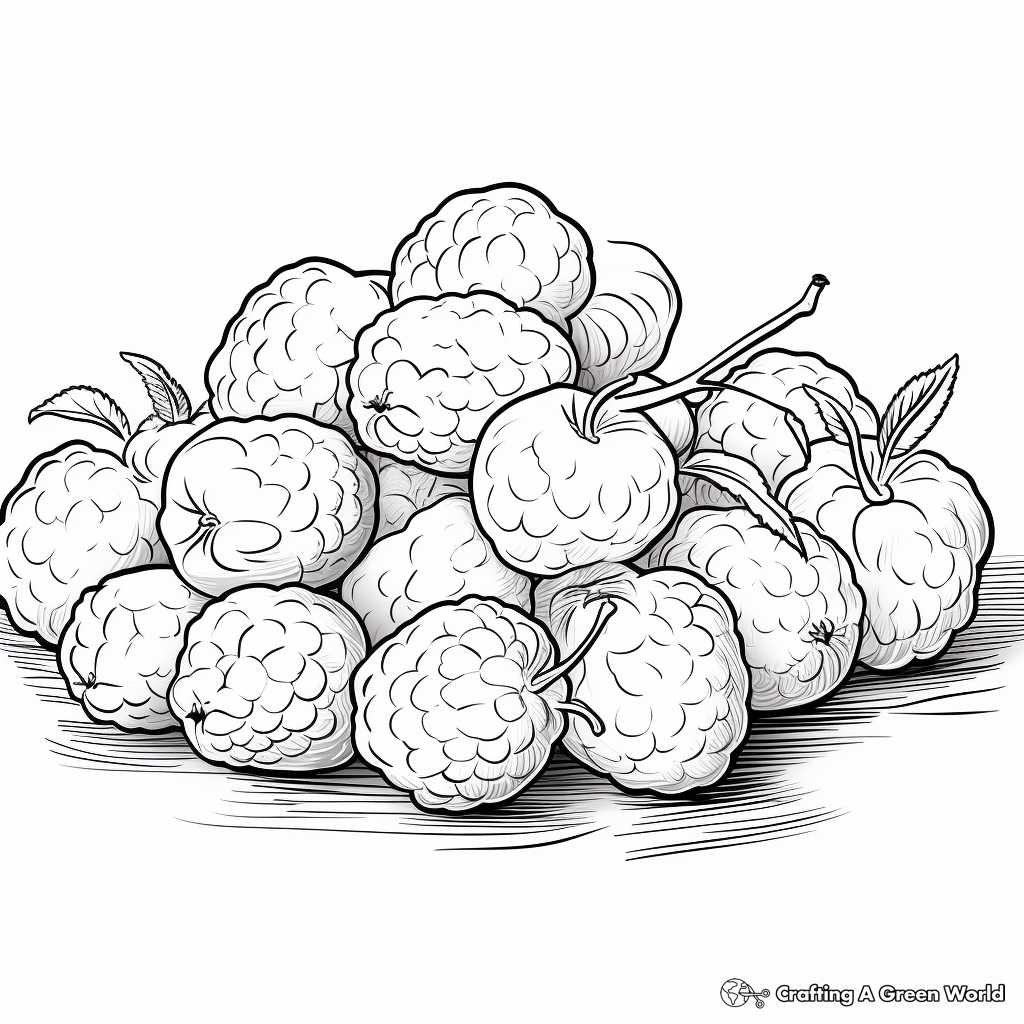 Bunch of Fresh Raspberries Coloring Pages 4