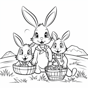 Bunny Family Picnic Coloring Sheets 1