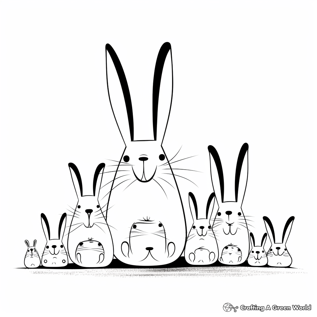 Bunny Family: Mother, Father, and Sox Coloring Pages 1