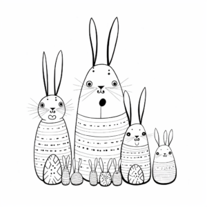 Bunny Family: Mother, Father, and Sox Coloring Pages 2
