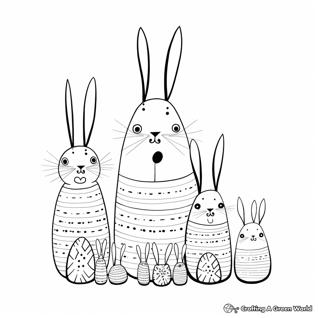 Bunny Family: Mother, Father, and Sox Coloring Pages 3