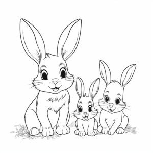 Bunny Mother and Babies: Heartwarming Coloring Sheets 3