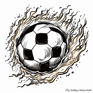 Burning Soccer Ball: Sports Fireball Coloring Pages 2