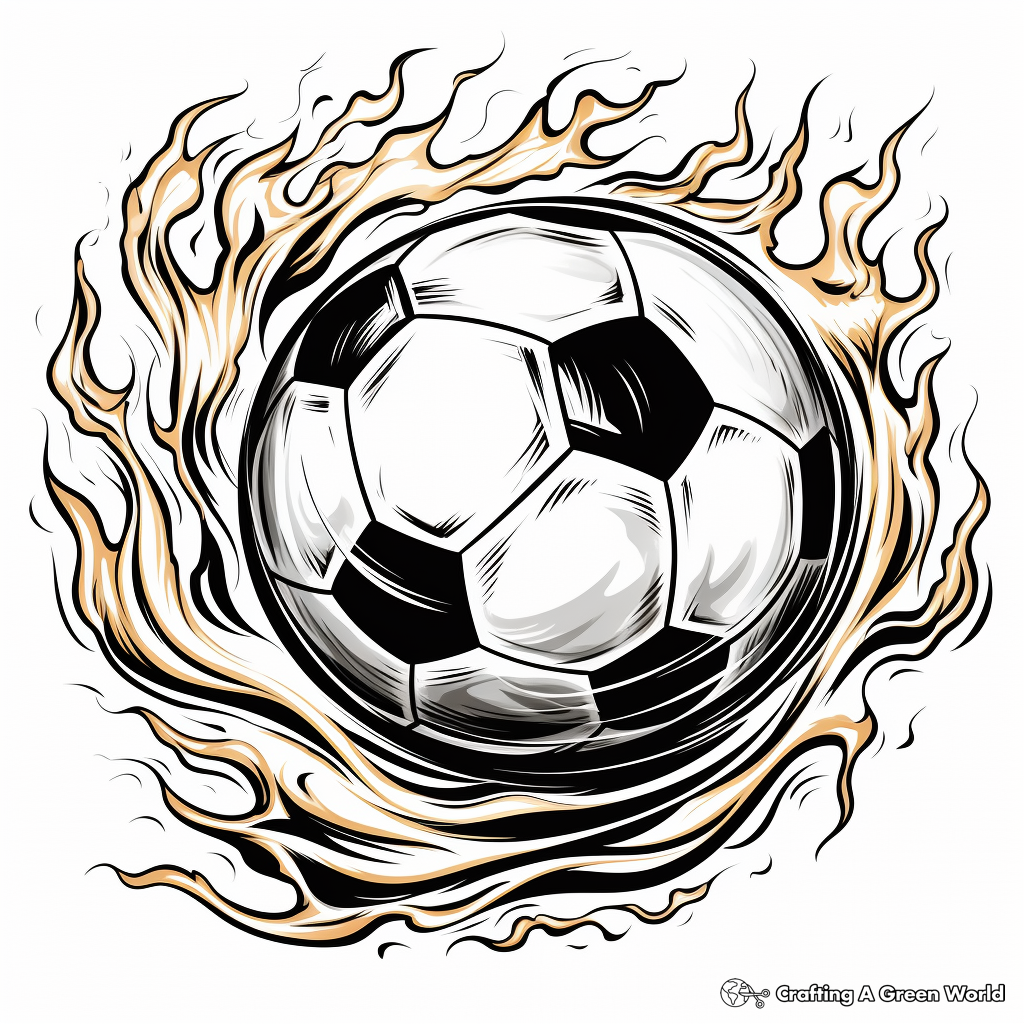 Burning Soccer Ball: Sports Fireball Coloring Pages 3