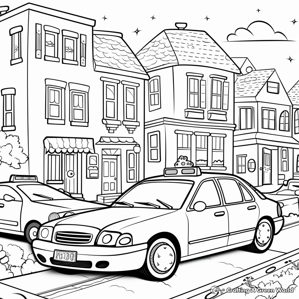 Busy Town Police Car Coloring Pages 3