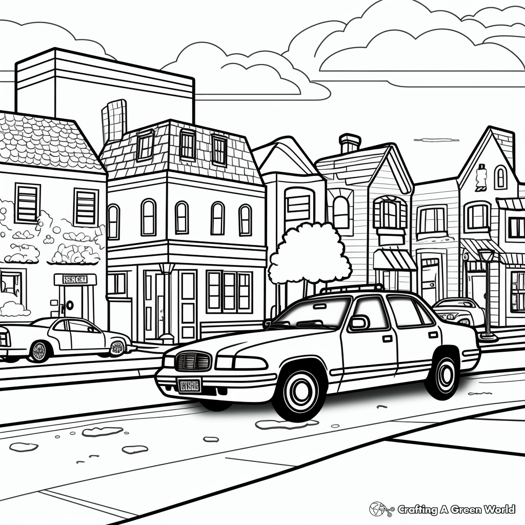 Busy Town Police Car Coloring Pages 4