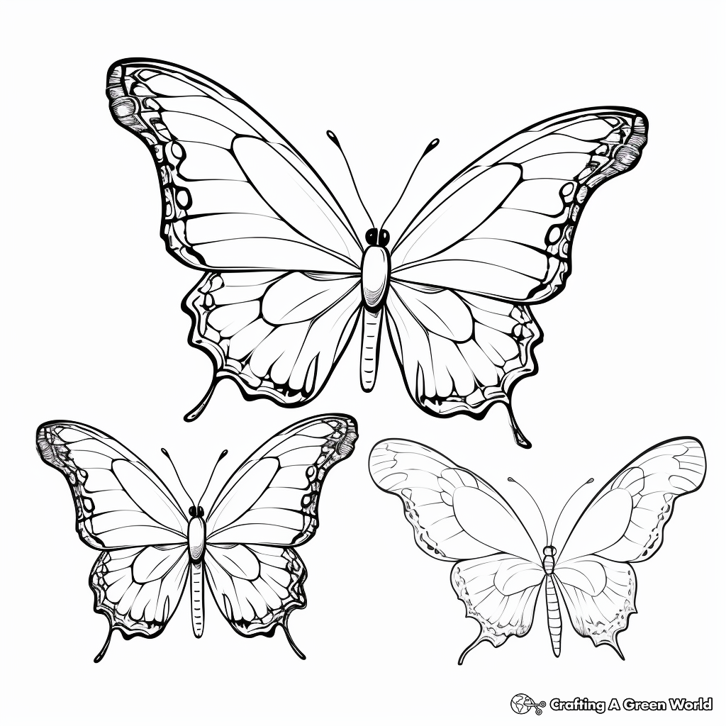 Butterfly Family Coloring Pages: Male, Female, and Butterfly Life Stages 2