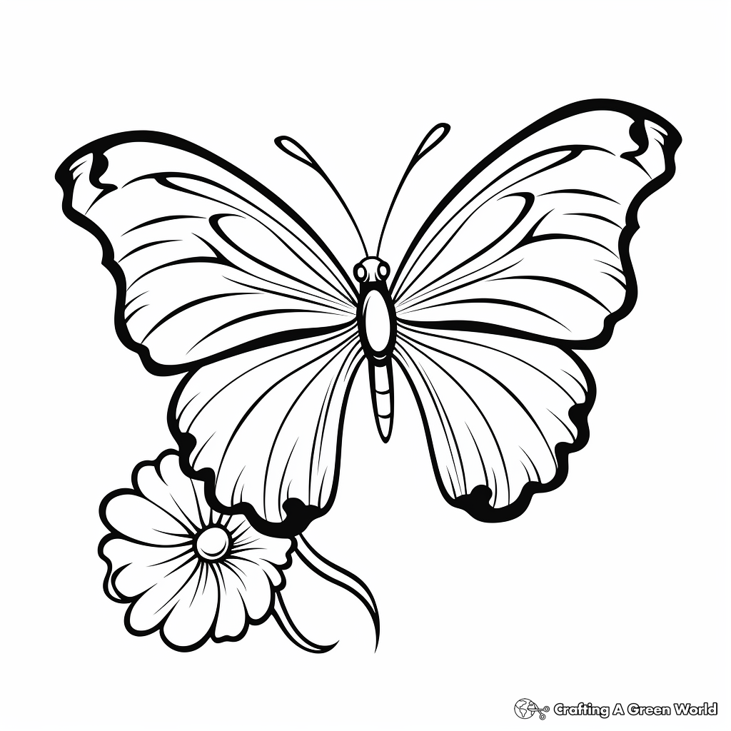 Butterfly on a Marigold Flower Coloring Pages for Preschoolers 1