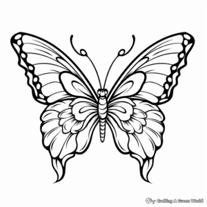 Butterfly on a Marigold Flower Coloring Pages for Preschoolers 3