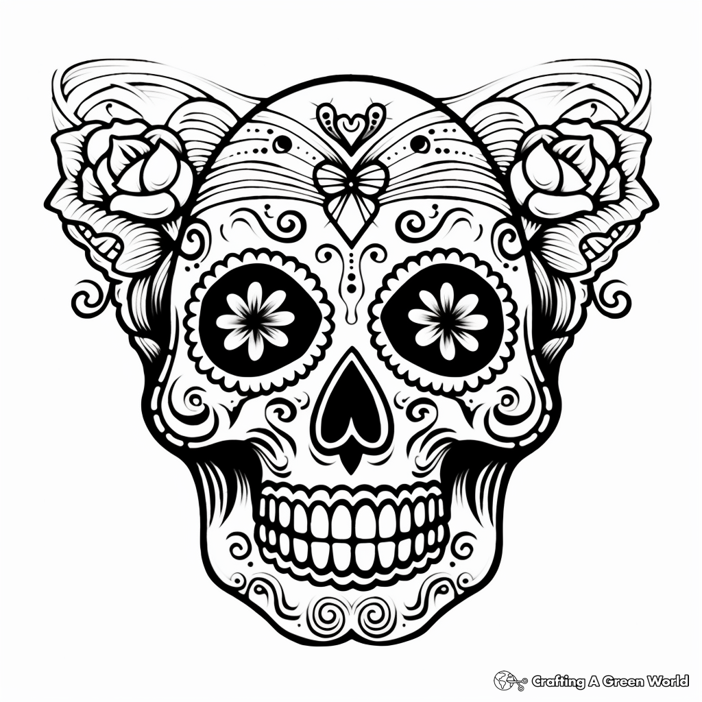 Butterfly Sugar Skull Coloring Pages 2