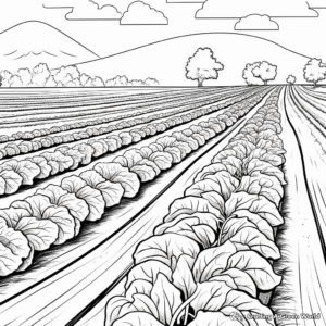 Cabbage Field: Farm-Scene Coloring Pages 2