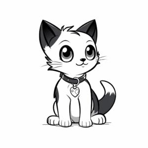 Calico Cat with a Collar and Tag Coloring Page 4