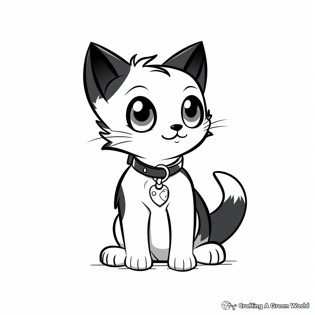 Calico Cat with a Collar and Tag Coloring Page 4