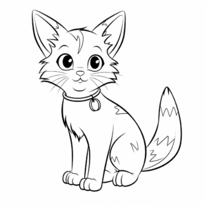 Calico Cat with Kittens for Younger Children Coloring Page 2