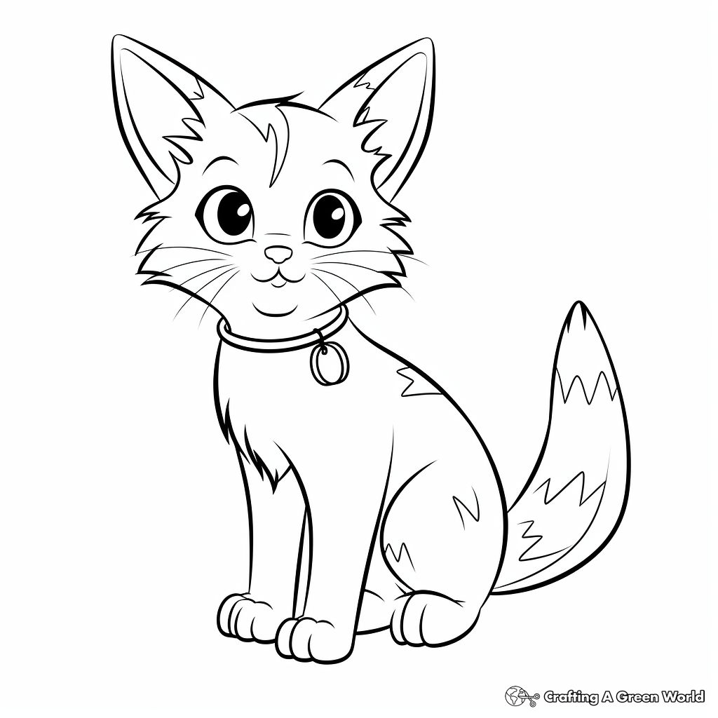 Calico Cat with Kittens for Younger Children Coloring Page 2
