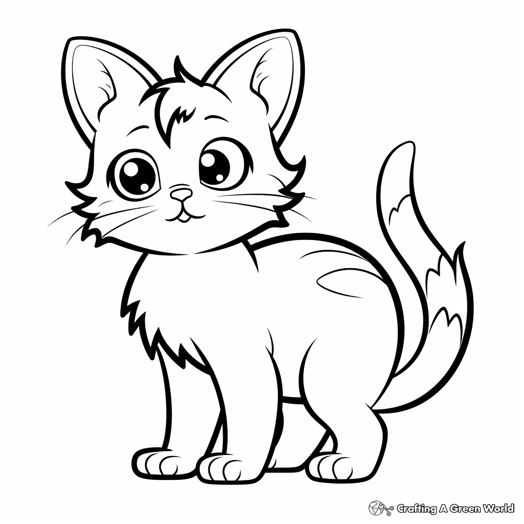 Calico Cat with Kittens for Younger Children Coloring Page 3