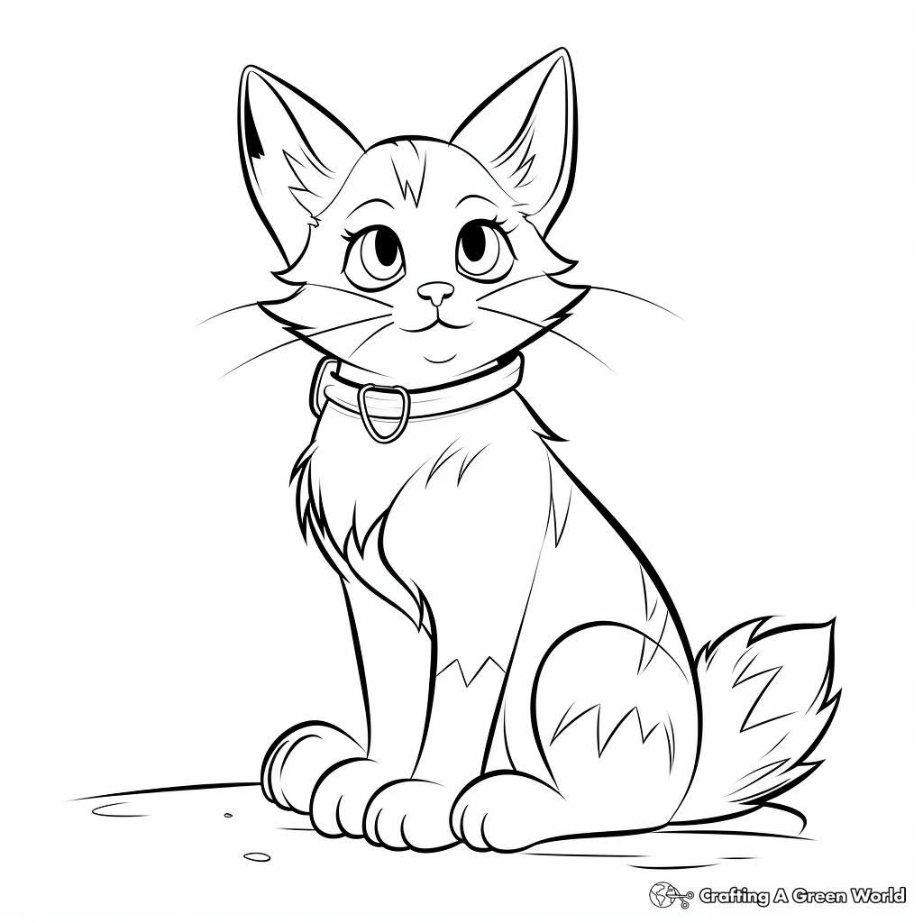 Calico Cat with Kittens for Younger Children Coloring Page 4