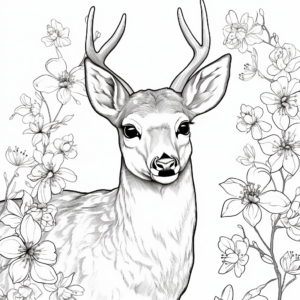 Calm Browning Doe Among Blossoms Coloring Pages 4
