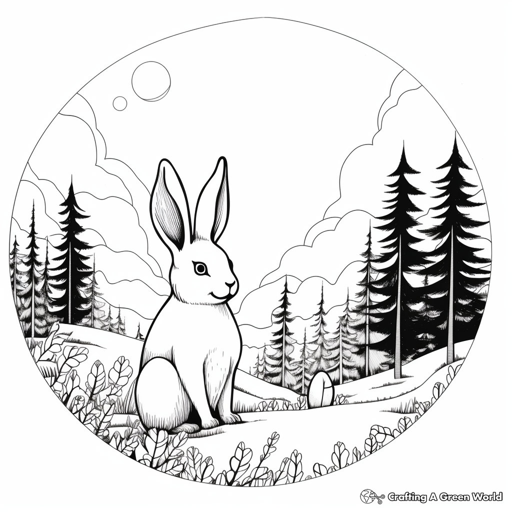 Calm Bunny in the Forest Coloring Pages 3