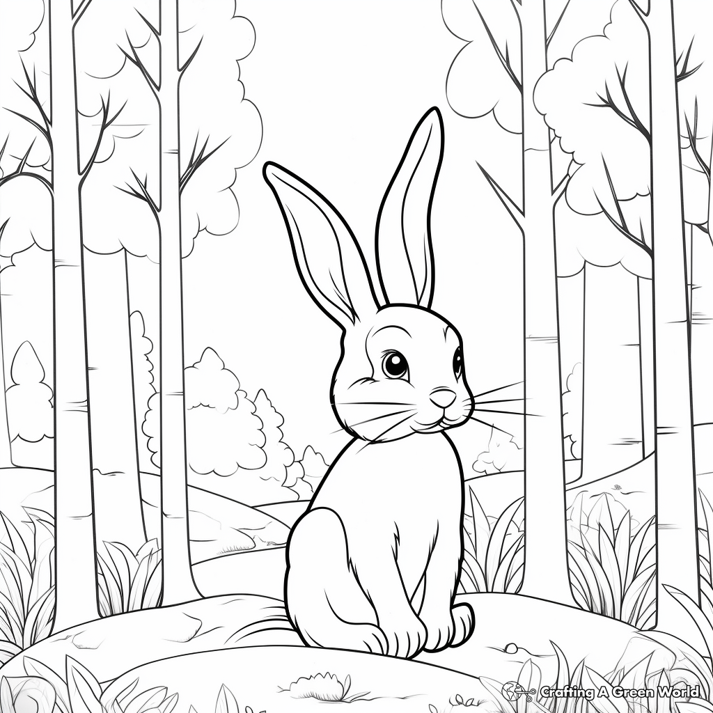 Calm Bunny in the Forest Coloring Pages 4