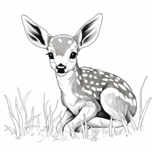 Calm Deer Fawn Resting Coloring Sheets 3