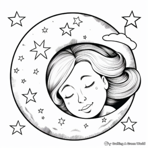 Calm Moon and Stars Coloring Pages 3