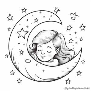 Calm Moon and Stars Coloring Pages 4