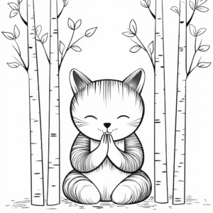 Calming Angel Cat Birch Tree Coloring Pages 4