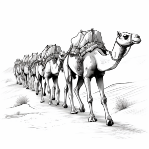Camel Train Coloring Pages in Desert Trek 1