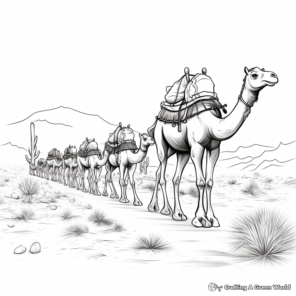 Camel Train Coloring Pages in Desert Trek 4