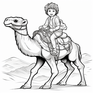 Camel with Bedouin Rider Coloring Pages for Children 1