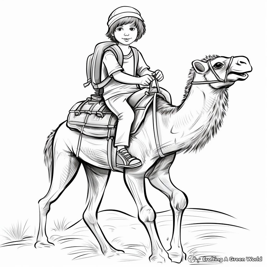 Camel with Bedouin Rider Coloring Pages for Children 3