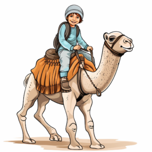 Camel with Bedouin Rider Coloring Pages for Children 4