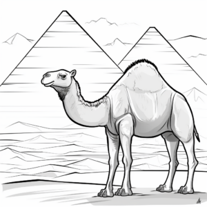 Camel with Pyramids in the Background Coloring Pages 1