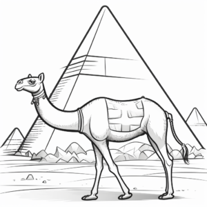 Camel with Pyramids in the Background Coloring Pages 2