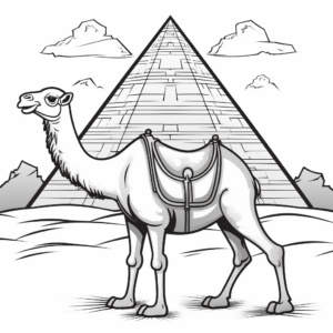 Camel with Pyramids in the Background Coloring Pages 3
