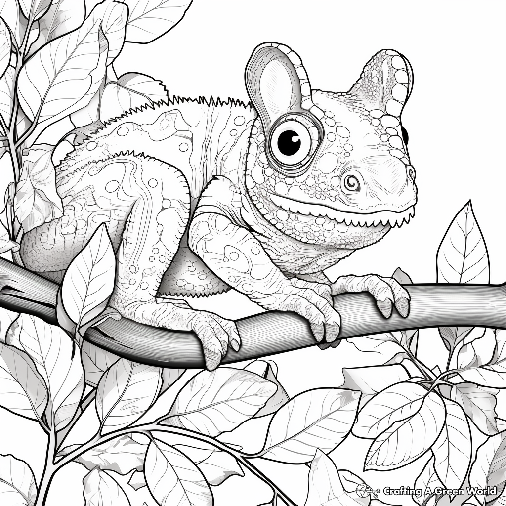 Camouflage Capabilities: Chameleon Adaptation Coloring Pages 1
